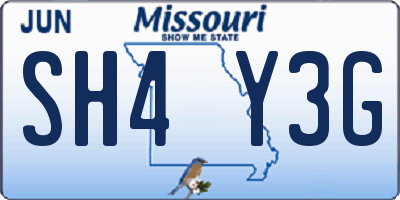 MO license plate SH4Y3G