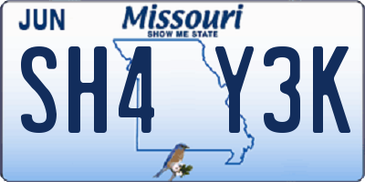 MO license plate SH4Y3K