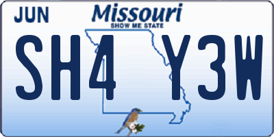 MO license plate SH4Y3W
