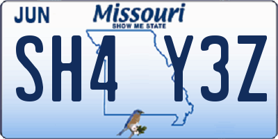 MO license plate SH4Y3Z