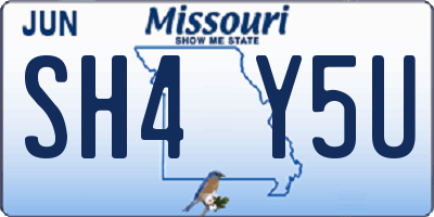 MO license plate SH4Y5U