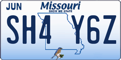 MO license plate SH4Y6Z