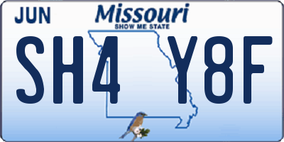 MO license plate SH4Y8F