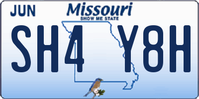 MO license plate SH4Y8H