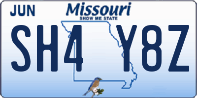 MO license plate SH4Y8Z