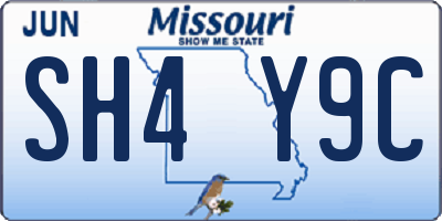 MO license plate SH4Y9C
