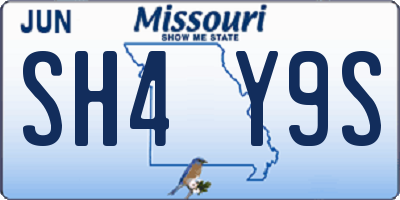 MO license plate SH4Y9S