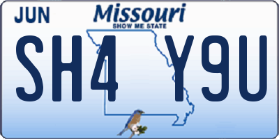 MO license plate SH4Y9U