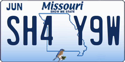 MO license plate SH4Y9W