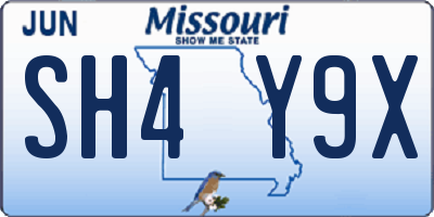 MO license plate SH4Y9X