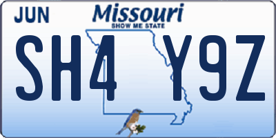 MO license plate SH4Y9Z
