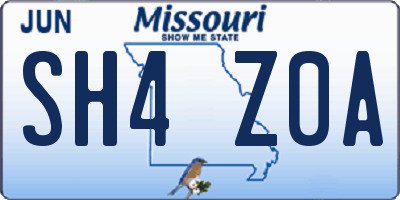 MO license plate SH4Z0A