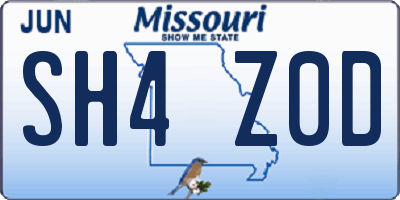 MO license plate SH4Z0D