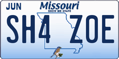 MO license plate SH4Z0E