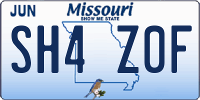 MO license plate SH4Z0F