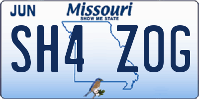MO license plate SH4Z0G