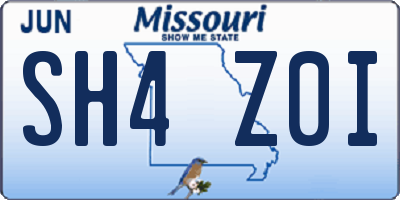 MO license plate SH4Z0I