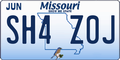 MO license plate SH4Z0J