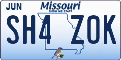 MO license plate SH4Z0K