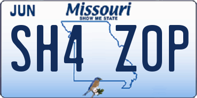 MO license plate SH4Z0P