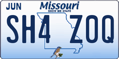 MO license plate SH4Z0Q