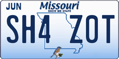 MO license plate SH4Z0T