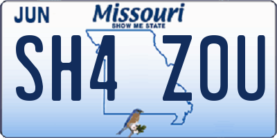 MO license plate SH4Z0U