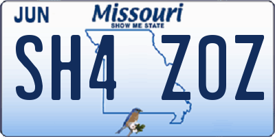 MO license plate SH4Z0Z