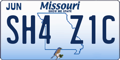 MO license plate SH4Z1C