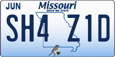 MO license plate SH4Z1D