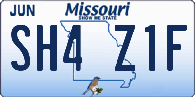 MO license plate SH4Z1F