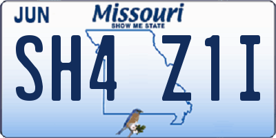 MO license plate SH4Z1I