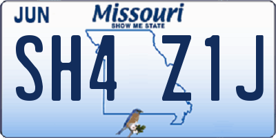 MO license plate SH4Z1J