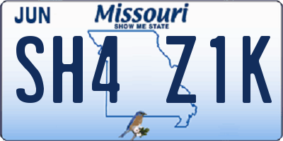 MO license plate SH4Z1K