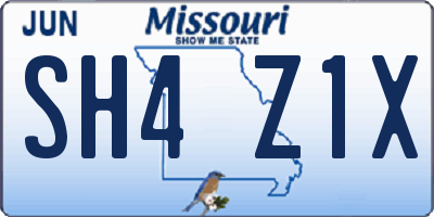 MO license plate SH4Z1X