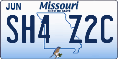 MO license plate SH4Z2C