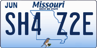 MO license plate SH4Z2E