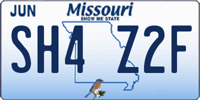 MO license plate SH4Z2F