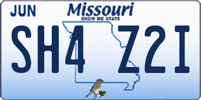 MO license plate SH4Z2I