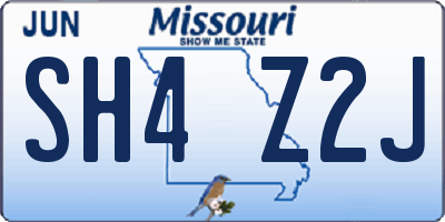 MO license plate SH4Z2J