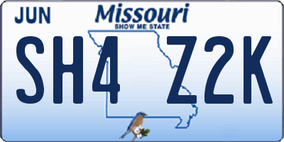 MO license plate SH4Z2K