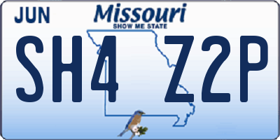 MO license plate SH4Z2P
