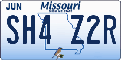 MO license plate SH4Z2R