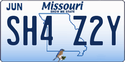 MO license plate SH4Z2Y
