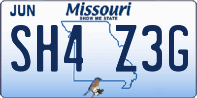 MO license plate SH4Z3G