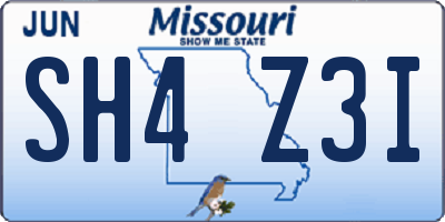 MO license plate SH4Z3I