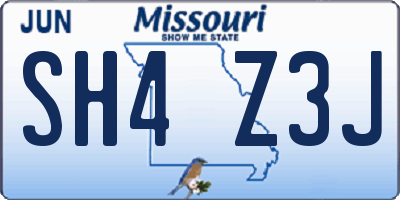 MO license plate SH4Z3J