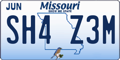 MO license plate SH4Z3M