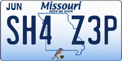 MO license plate SH4Z3P