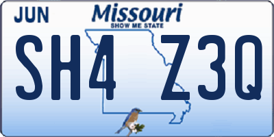 MO license plate SH4Z3Q